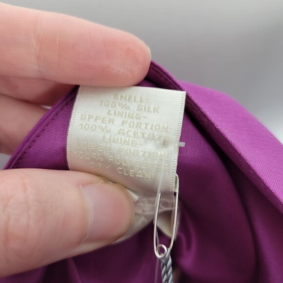 NWT Ann Taylor Women's Celebrations Silk Dupioni Purple Belted Dress Size 14 - Picture 15 of 16